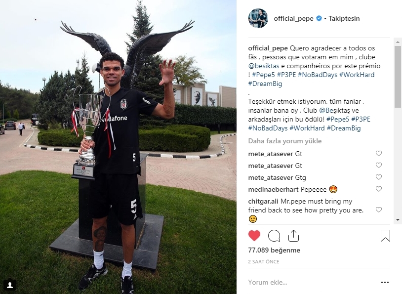 Pepe'den Beşiktaş Medya Grup'a teşekkür