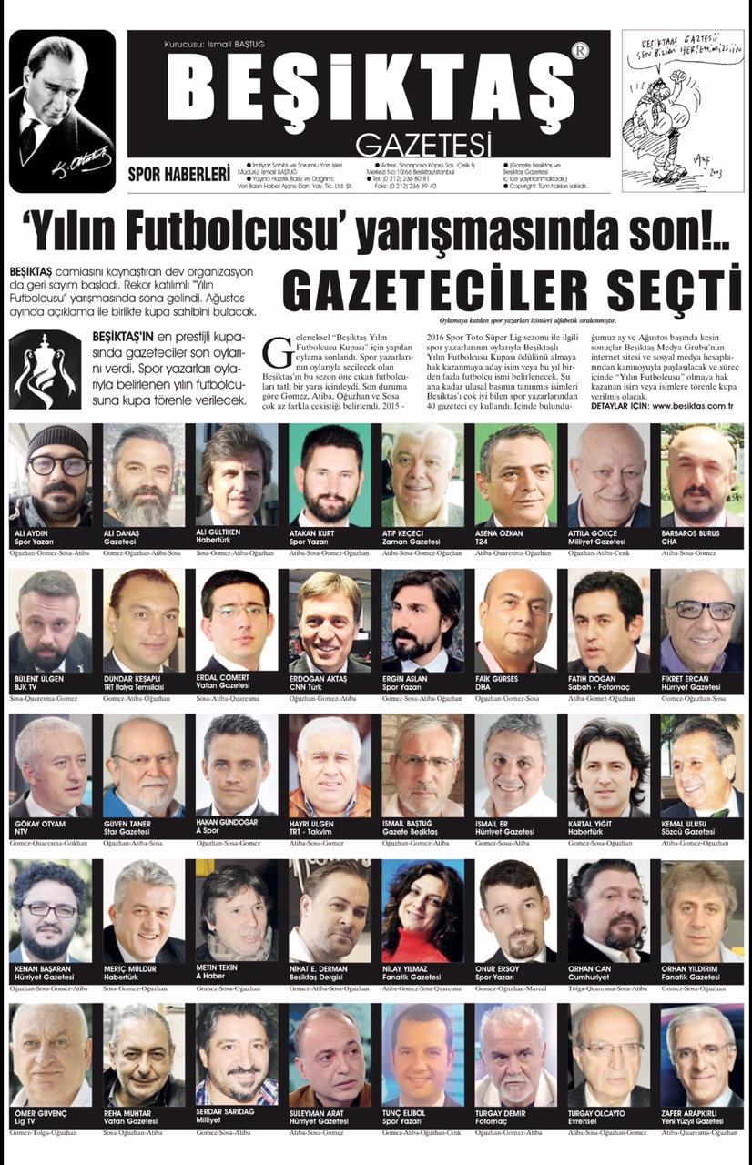 Yılın futbolcusu ve ulusal basın haberleri