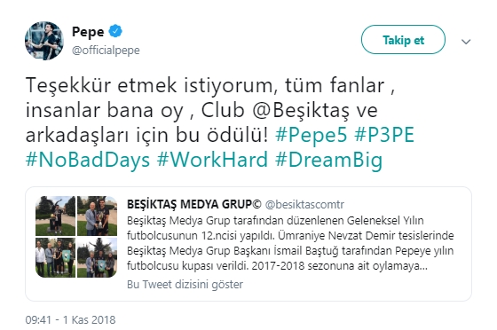 PEPE'DEN TEŞEKKÜR
