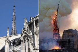 Notre Dame Katedrali alevlerin arasında