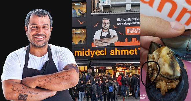 Beşiktaş'ta da dükkanı bulunan Midyeci Ahmet'in midyelerinde böcek mi çıktı!