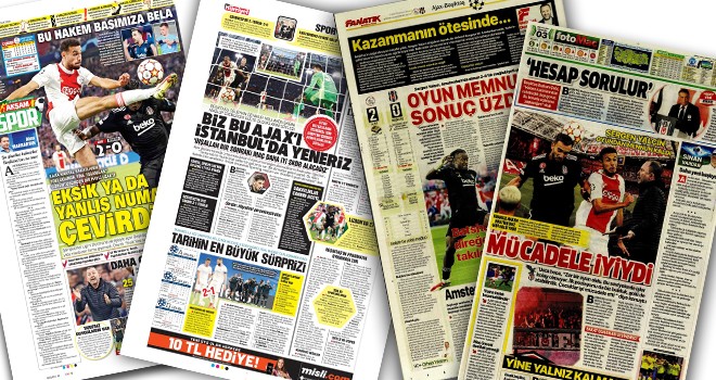 Ajax - Beşiktaş maçı manşetlerde! (29 Eylül)