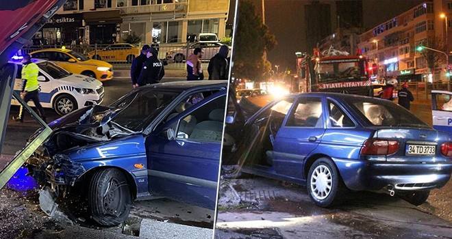 Beşiktaş'ta trafik kazası! Bariyerleri aşarak karşı şeride geçti