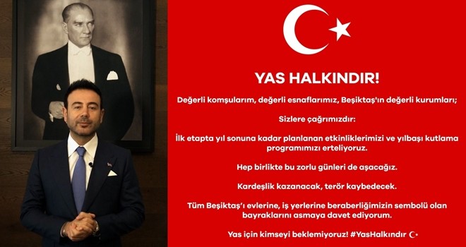 Yas halkındır! Beşiktaş'ta yeni yıl dahil tüm etkinlik ve kutlamalar iptal edildi!