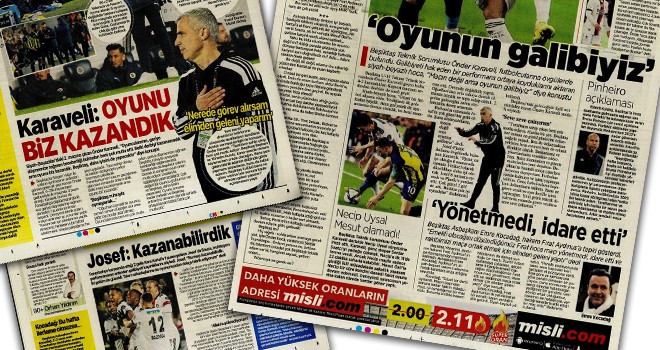 Manşetlerle Fenerbahçe-Beşiktaş maçı! (20 Aralık)