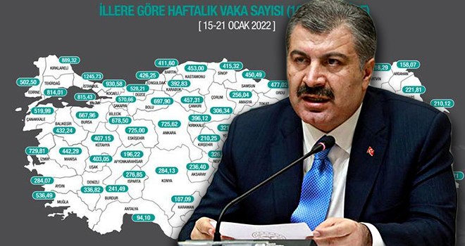 Bakan Koca haritayla birlikte haftalık vaka sayısını açıkladı! İstanbul zirvede