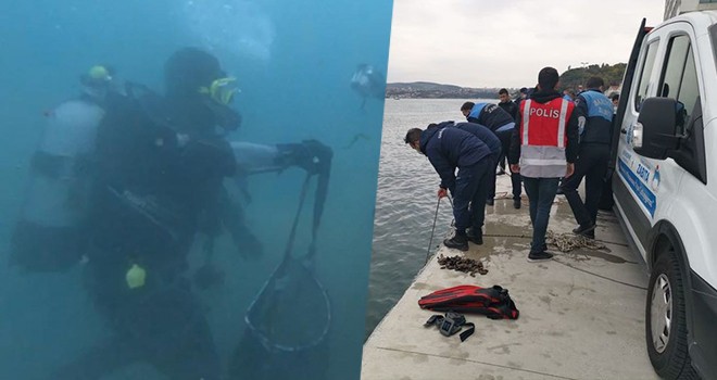 Emniyetten kaçak midye avcılarına darbe! 2 ton midyeyi çuvallarla deniz dibinde saklamışlar