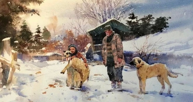 Kış temalı resim sergisi