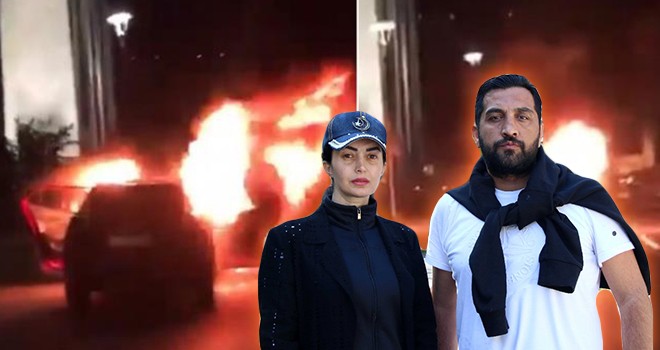 İsrail'in Filistin'e saldırılarını protesto eden çift Konsolosluğun önünde aracını yaktı