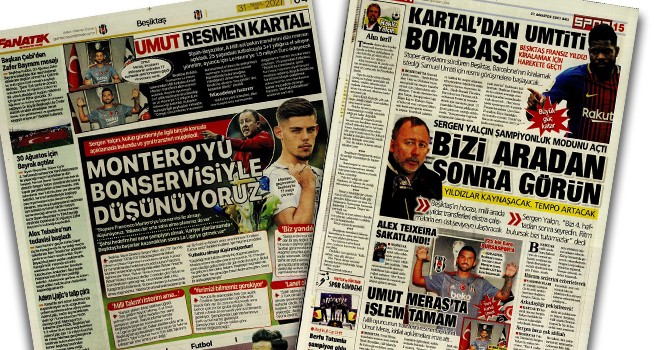 Beşiktaş manşetleri (31 Ağustos)
