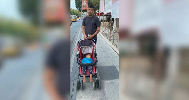 Beşiktaş'ta öz çocuğuyla dilenen baba yakalandı