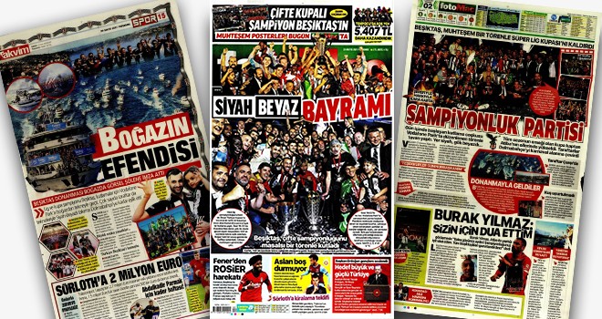 Beşiktaş'ın kupa töreni gazete manşetlerinde