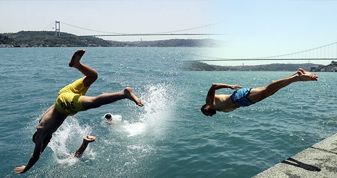 Beşiktaş sahilinde denize girdiler