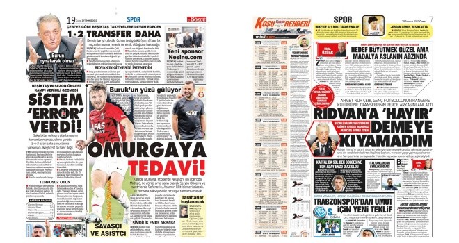 Spor manşetleri (29 Temmuz 2022)