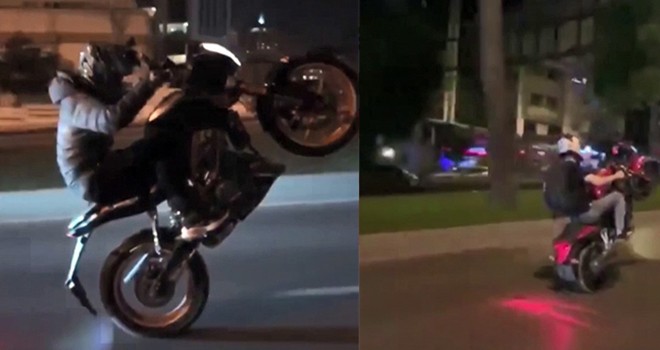 Tek teker üzerinde giden motosiklet tehlike saçtı