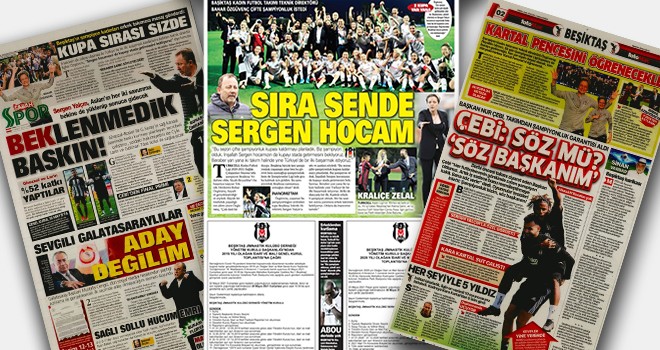 Gazetelerin spor sayfaları Beşiktaş manşetleriyle doldu