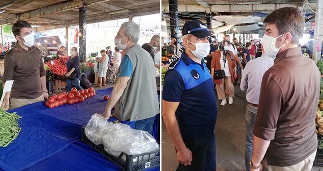 Kaymakam Bakan'dan pazarda Kovid-19 kontrolü