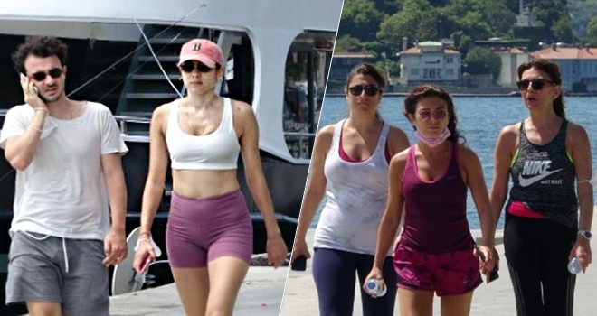 Beşiktaş Sahili'nde maskeler elde süs oldu