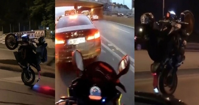 Motosikletli maganda tehlike saçtı