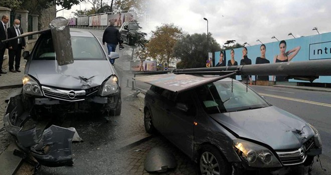 Aracının kontrolünü kaybeden Beşiktaş Anadolu Lisesi müdürü kaza yaptı