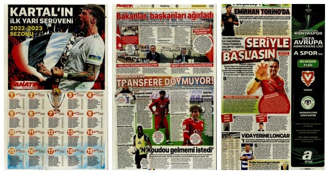 Spor manşetleri (4 Ağustos 2022)