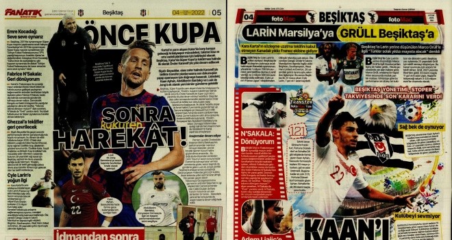 Sporun Beşiktaş manşetleri (4 Ocak 2022)