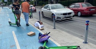 Bebek'te elektrikli scooter süren iki kadın çarpıştı