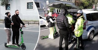 Beşiktaş'ta elektrikli scooter denetiminde ilginç anlar