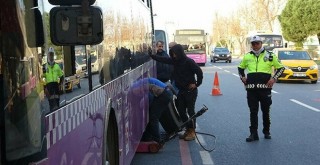 Yuvarlanan lastik yaşlı adama çarptı