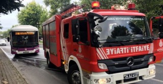 Beşiktaş'ta seyir halindeki otobüste yangın çıktı