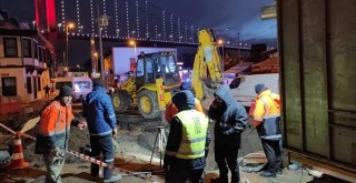 Ortaköy’de isale hattı patladı, trafik durdu