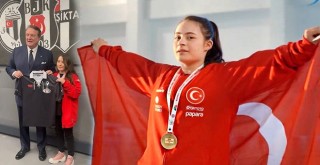 Milli yüzücü Ada Zehra, Beşiktaş Başkanı Hasan Arat ile bir araya geldi!