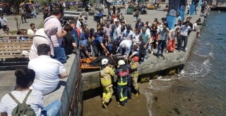 Denize düşen kadın için itfaiye ekipleri geldi