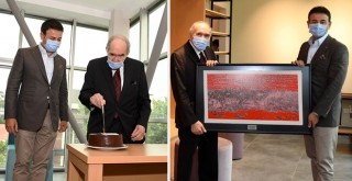 Başkan Akpolat'tan önceki dönem CHP Genel Başkanlarından Altan Öymen’e sürpriz doğum günü