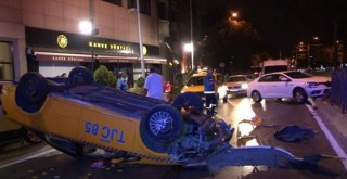 Taksi takla attı 2 kişi yaralandı