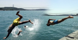 Beşiktaş sahilinde denize girdiler