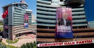 CHP Genel Merkezi’nde dev afiş: Sınır Namustur