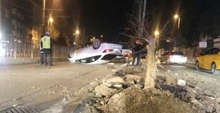 Ağaca çarptı takla attı burnu bile kanamadı