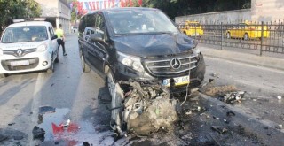 Takla atan araç karşı şeritteki araca çarptı